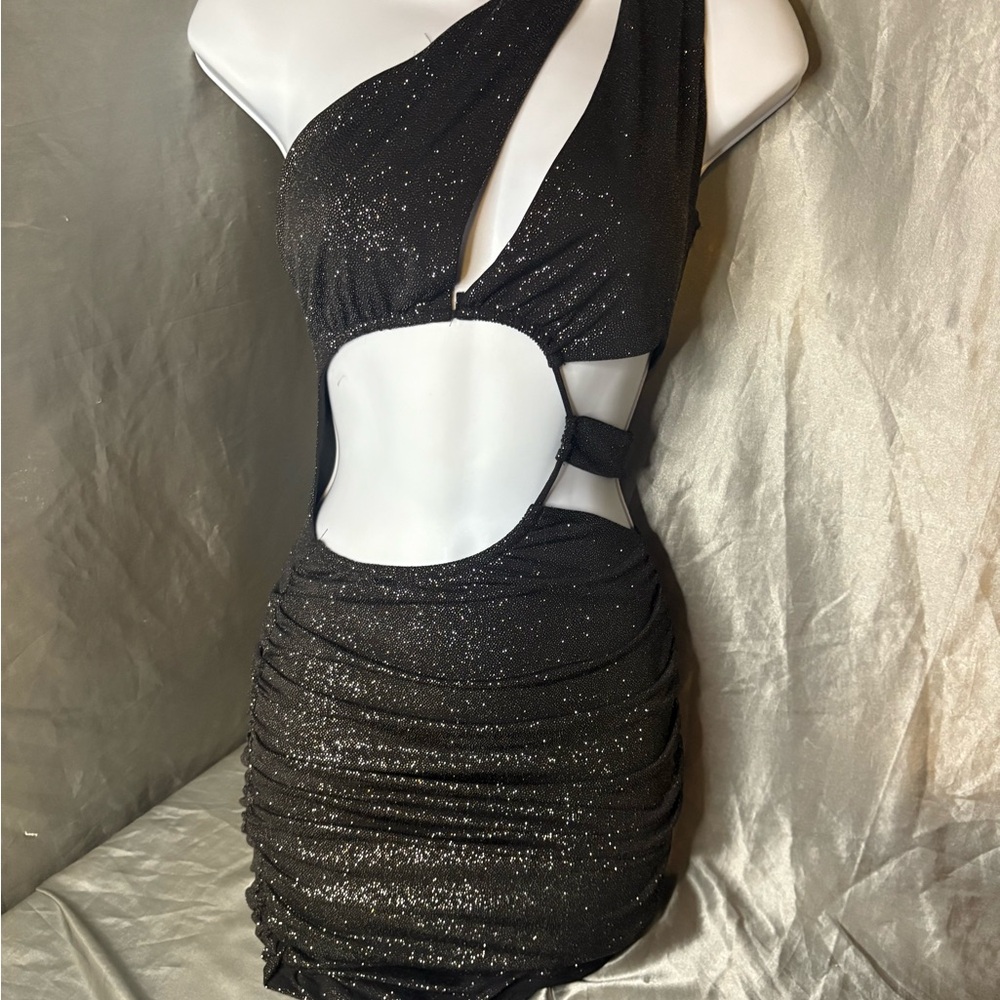 Windsor Black Glitter One Shoulder Dress